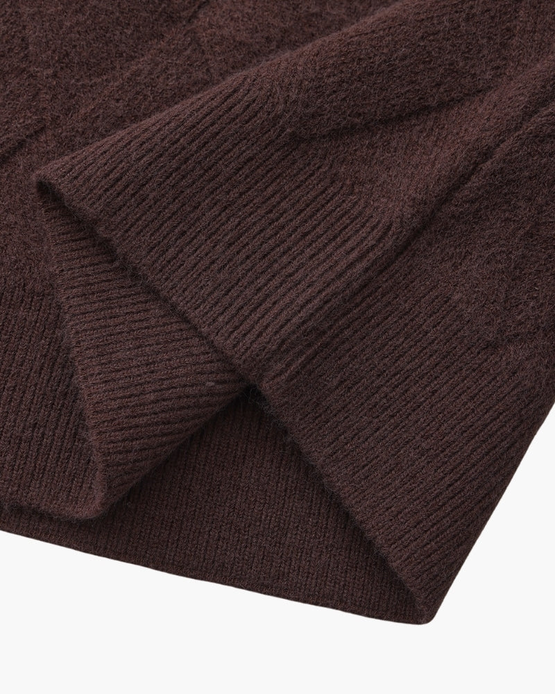 Diamantgestrickter Rundhalspullover