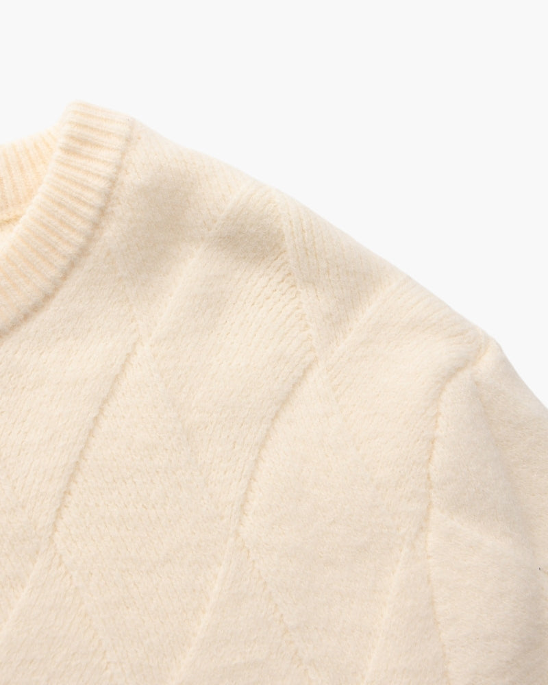 Diamantgestrickter Rundhalspullover