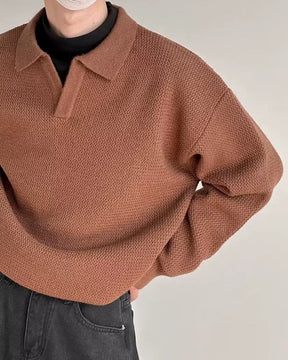 Polo-Pullover aus strukturiertem Strick
