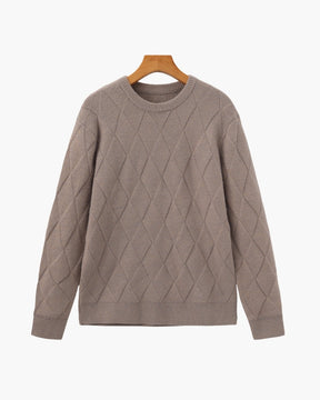 Diamantgestrickter Rundhalspullover